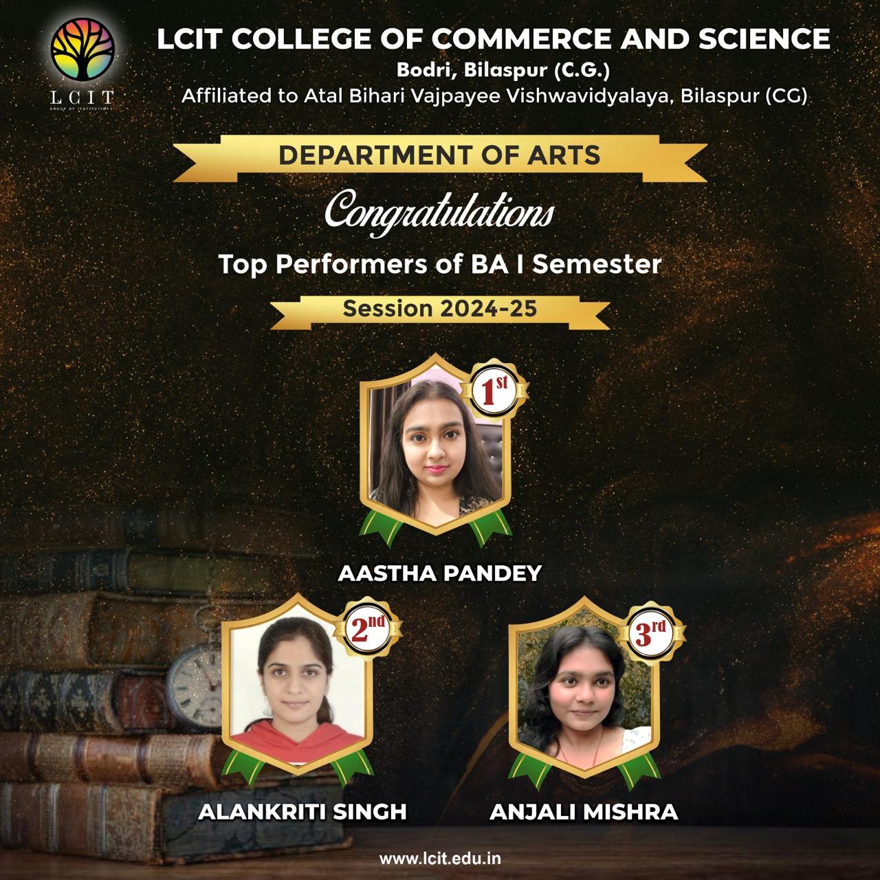Top performances of BA I Sem