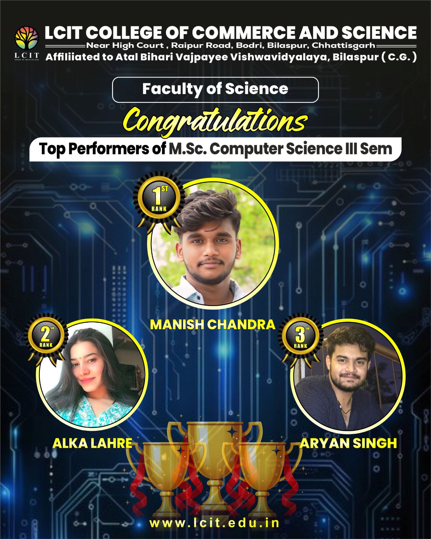 Top Performers of M.sc. CS III Semester