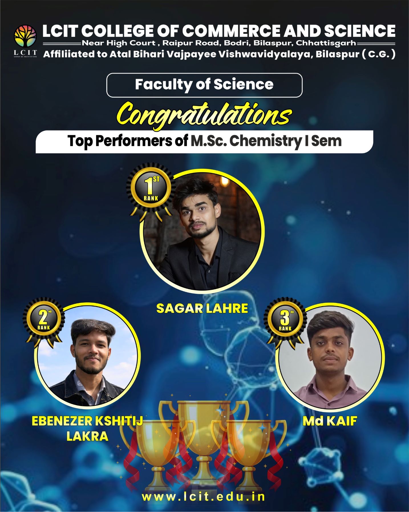 Top Performers of M.sc. Chemistry I Semester