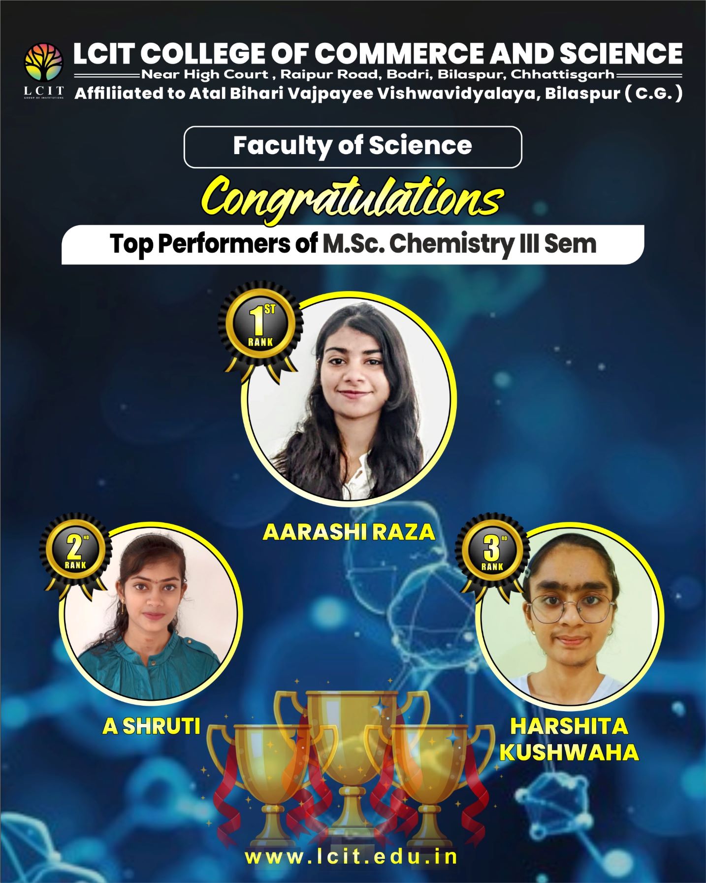 Top Performers of M.sc. Chemistry III Semester