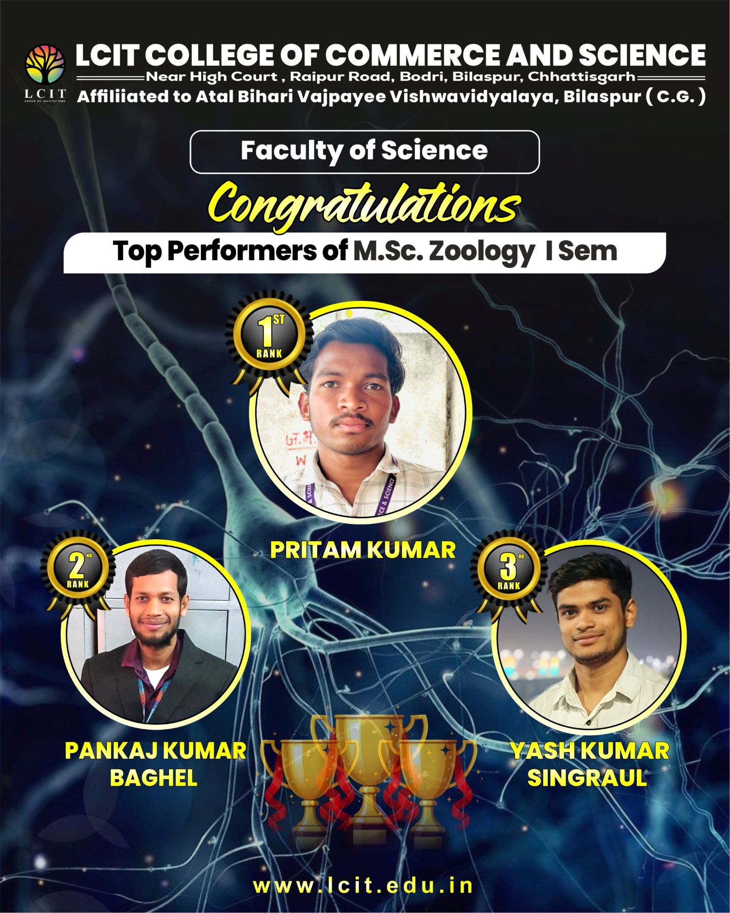 Top Performers of M.sc. Zoology I Semester
