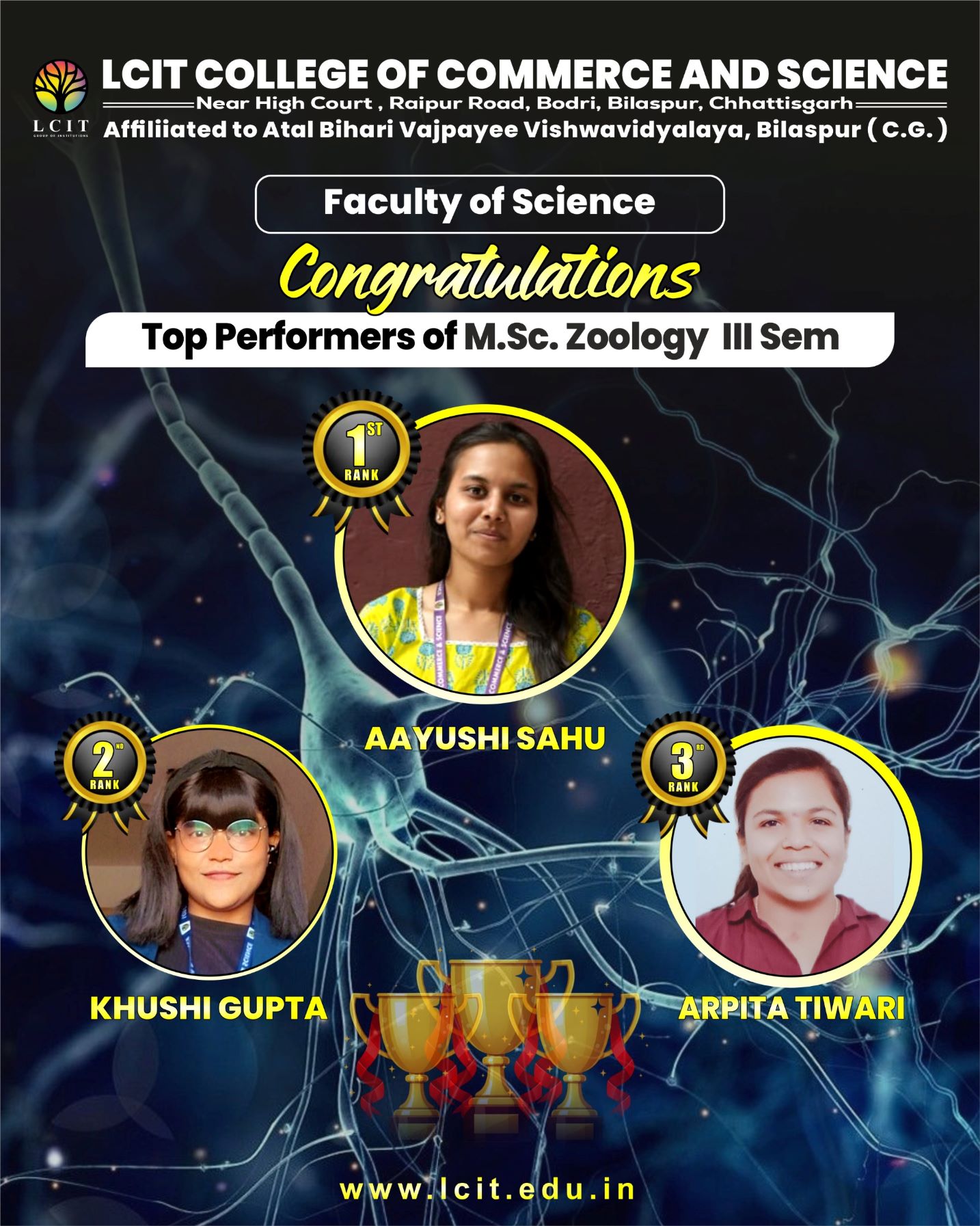 Top Performers of M.sc. Zoology III Semester